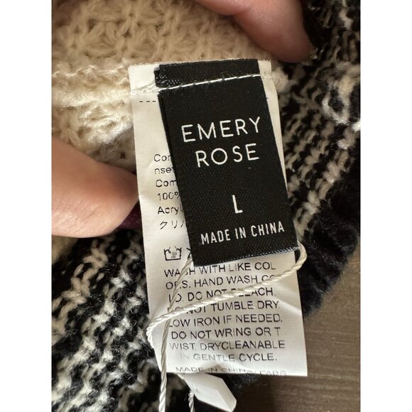2/$18 SALE! Emery Rose Sweater Dress Womens L Knit V Neck Varsity Preppy White - Picture 10 of 10